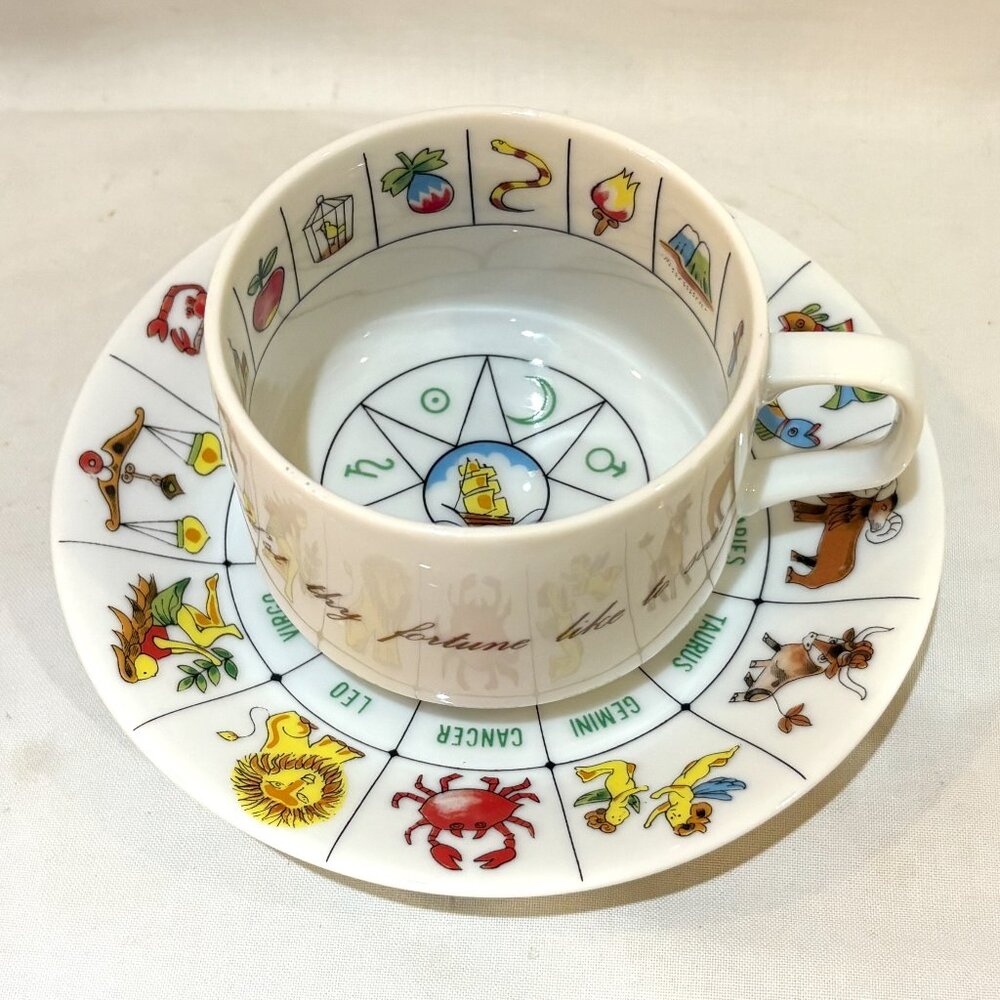 Zodiac Teacup Saucer International Collectors Guild Fortune Astrology VTG Japan